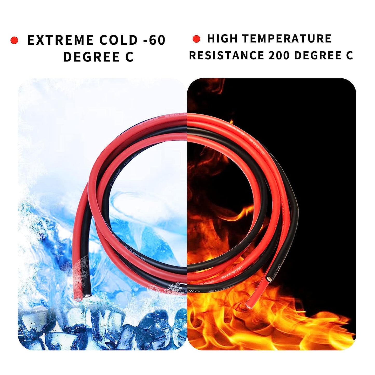12 AWG Silicone Wire 12 Gauge Wire 20 Feet Flexible Silicone Wire 12AWG Black Stranded Copper Electric Wire