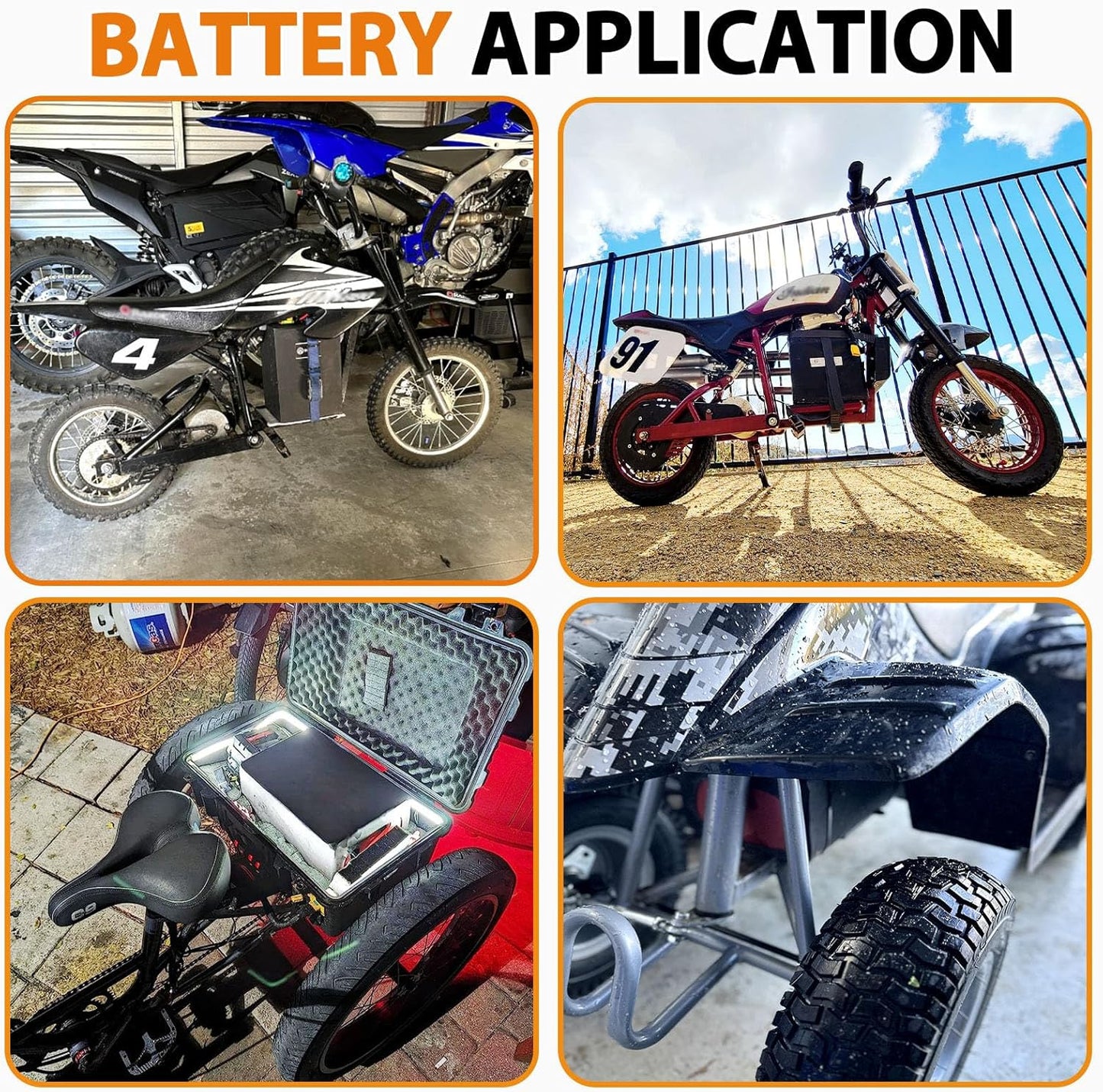 BtrPower Ebike Battery 72V 20AH LiFePO4 Battery Pack with 5A Charger 50A BMS