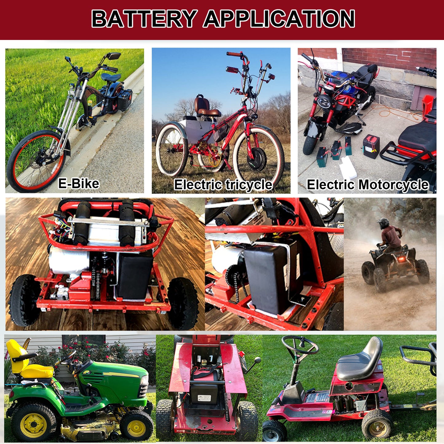 BtrPower Ebike Battery 72V 45AH LiFePO4 Battery Pack with 5A Charger 50A BMS for Electric Bike Scooter Motorcycle