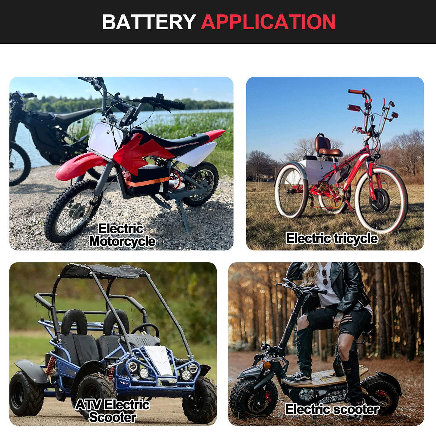 72v Ebike Battery 40Ah Lithium Li-ion Battery with 50A BMS for 0-3000W Electric Bike Scooter