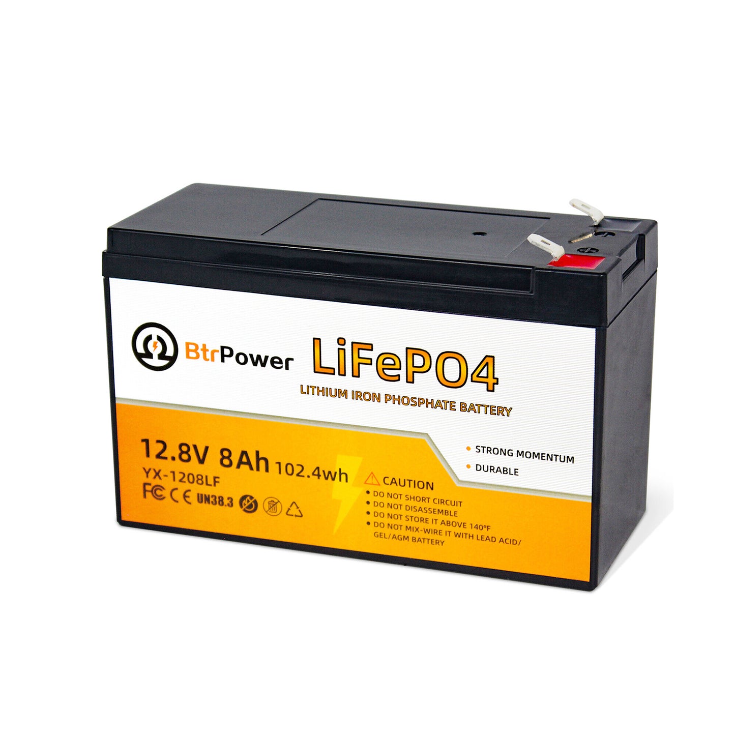 BtrPower LiFePO4 12V 8AH Deep Cycle Lithium Battery Rechargeable for R