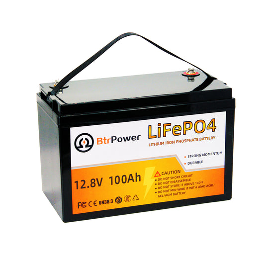 BtrPower 12V 100AH 140AH LiFePO4 Battery for RV, Solar System, Trolling Motor, Off-grid System, Golf Cart