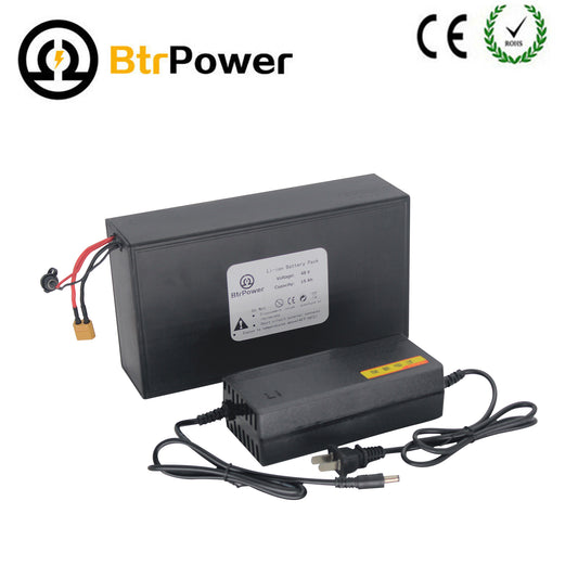 BtrPower Ebike Battery 48V 15AH, Li- ion Battery Pack With 3A Charger and 30A BMS