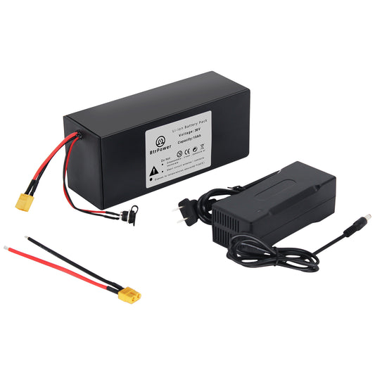 BtrPower Ebike Battery 36V 10AH, Li- ion Battery Pack with 3A Charger and BMS