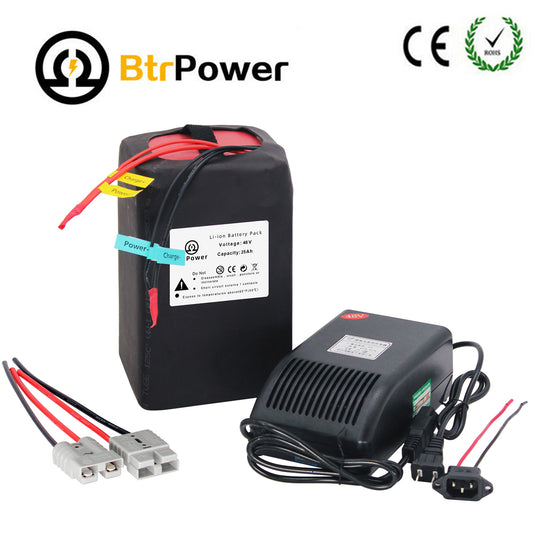 BtrPower Ebike Battery 48V 25AH Lithium ion Battery Pack with 5A Charger, 40A BMS