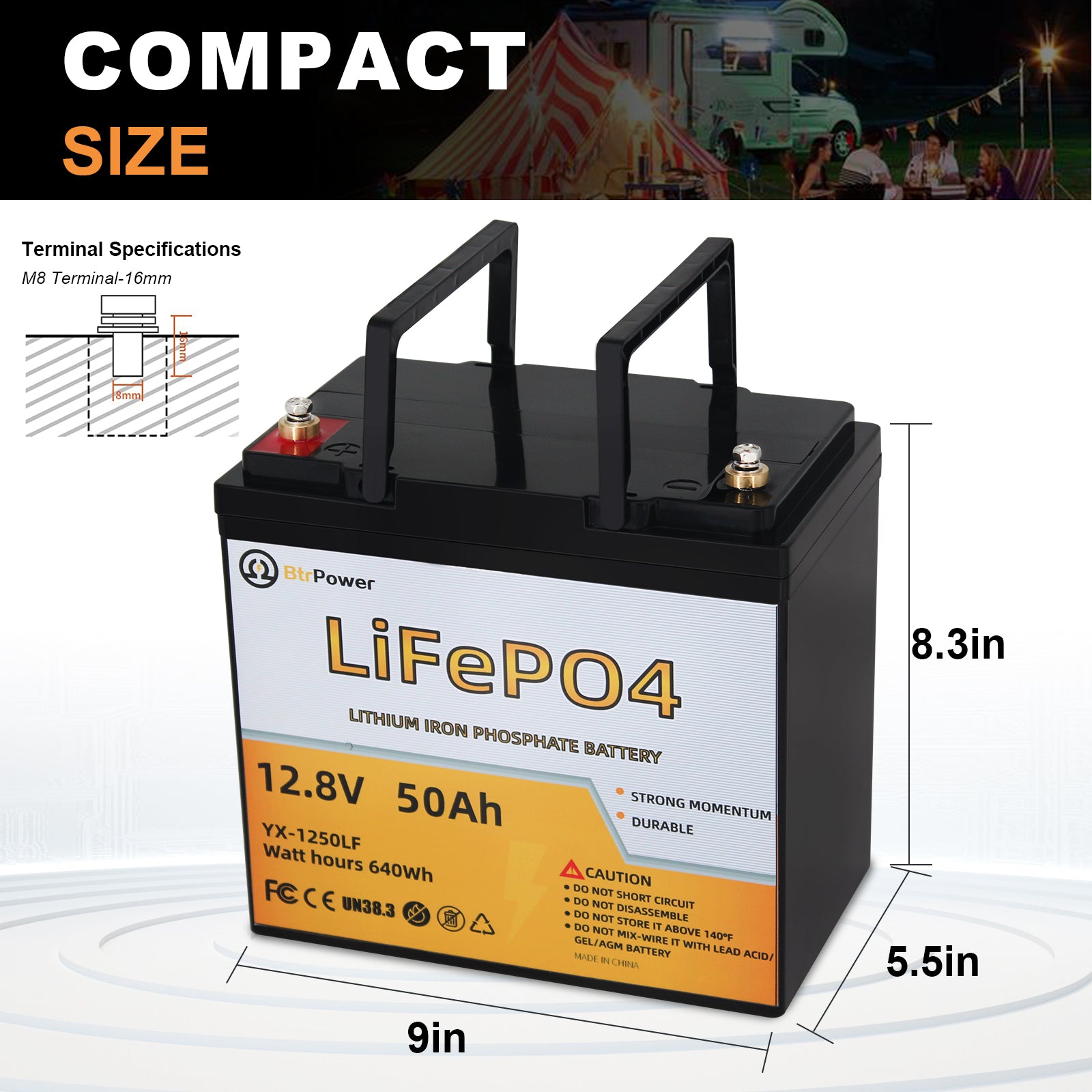 BtrPower 12V 50AH LiFePO4 Battery for RV,Solar System,Trolling motor