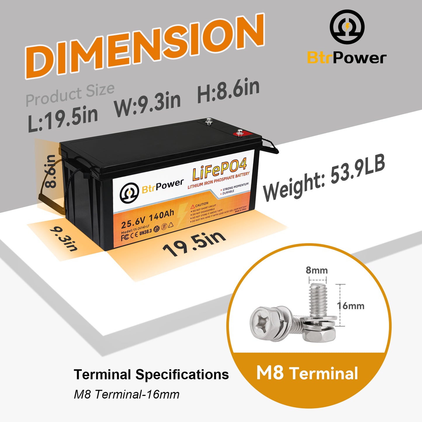 24V 140Ah Rechargeable lithium LiFePO4 battery for RV Deep Cycles Solar System