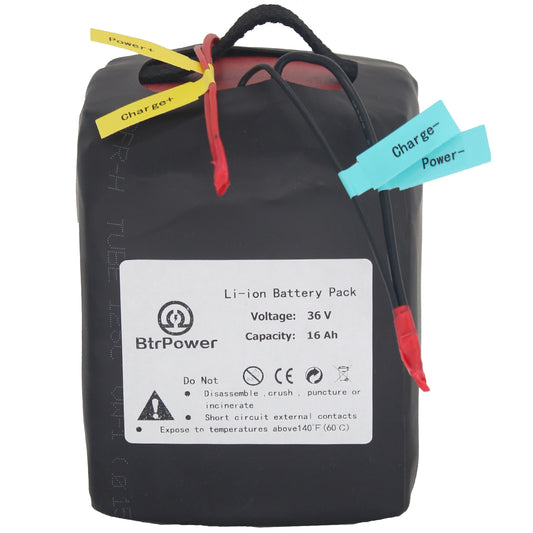 BtrPower 36V 16AH Ebike Battery with 3A Charger,Lithium ion Battery