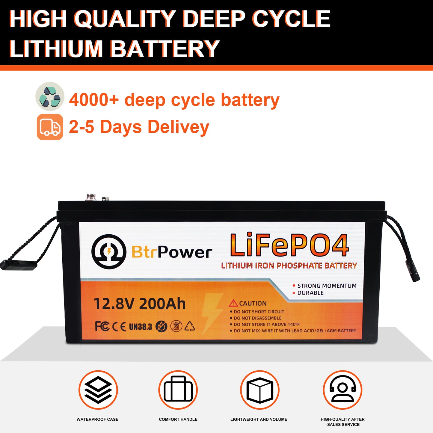 12V 200AH LiFePO4 Lithium Battery Pack 100A BMS for RV Marine Solar System Trolling Motor