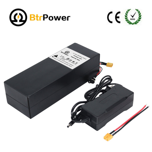 BtrPower Ebike Battery 48V 10AH, Li- ion Battery Pack with 3A Charger and  20A BMS