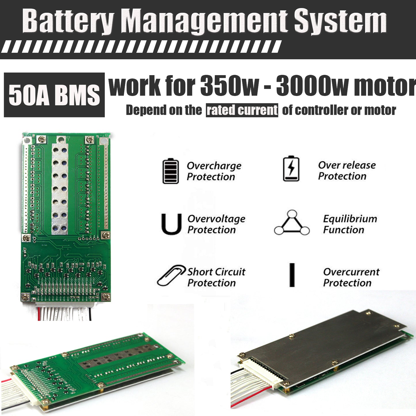 Batería EBike 52V 40AH Paquete de batería de iones de litio con cargador 5A, 50A BMS