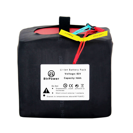 BtrPower EBike Battery 52V 16AH Li-ion Battery Pack with 3A Charger,30A BMS