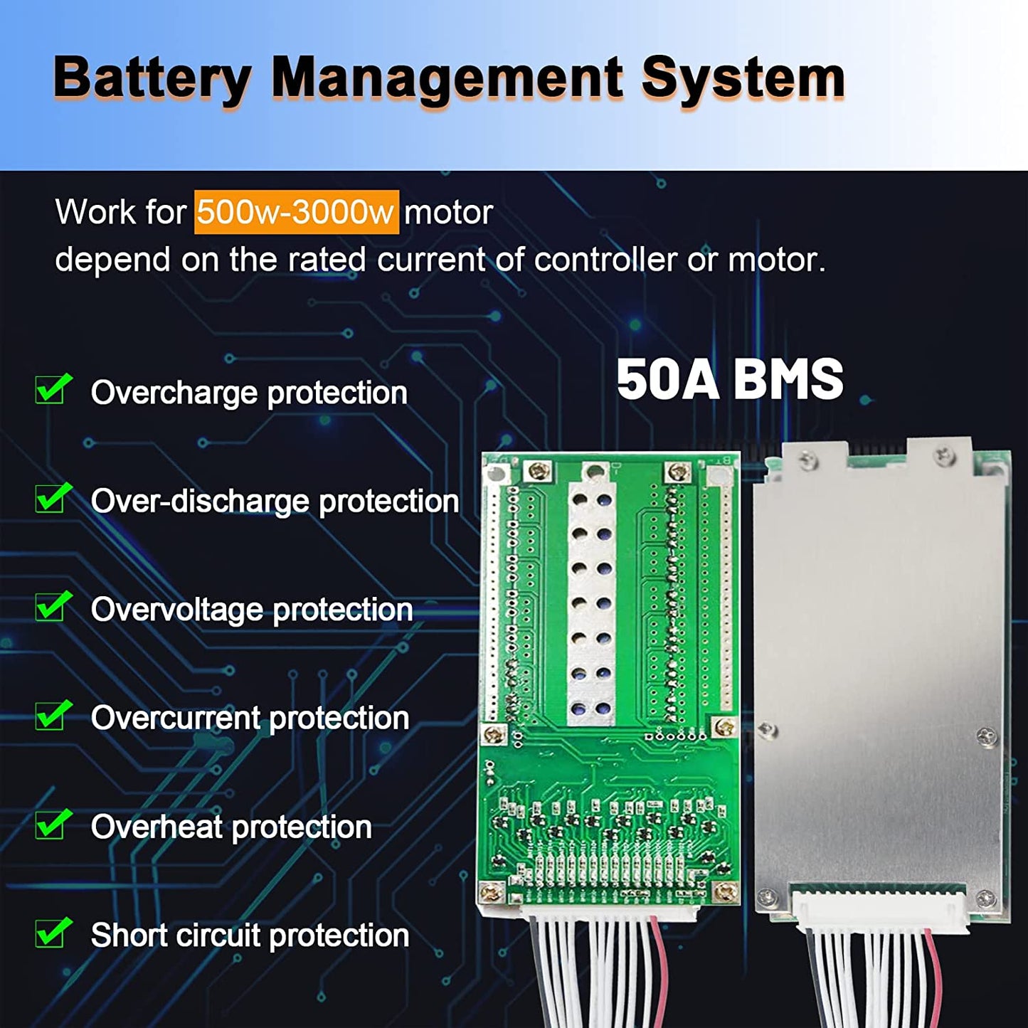 BtrPower 72V 35Ah Ebike Lifepo4 Lithium Battery with 5A Fast Charger and 50A BMS for 1000-3000W Motor