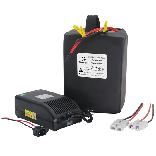 BtrPower Ebike Lithium Lifepo4 60V 40Ah Battery Pack 250W-3000W for Electric Scooter 50A BMS