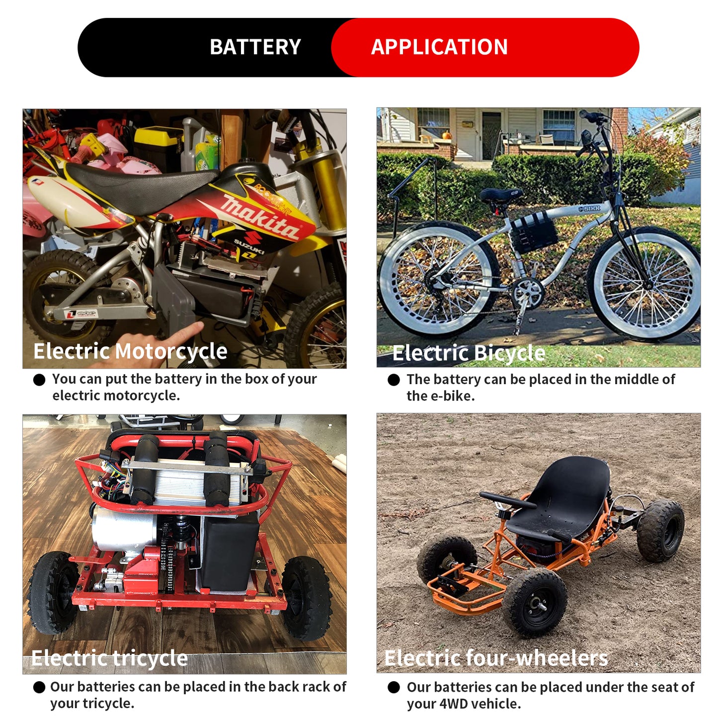 Paquete de batería de iones de litio de 72V 60Ah para 500W-5000W bicicleta eléctrica Scooter 80A BMS