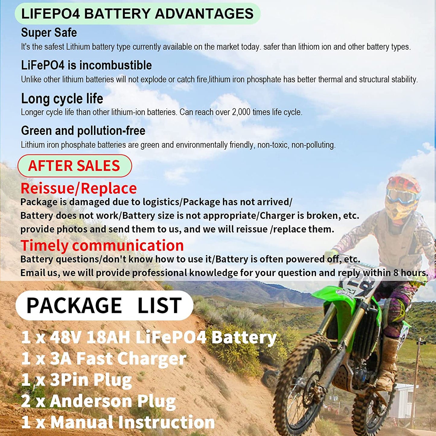 48v 18Ah Lifepo4 Ebike Battery Pack for 1000W Electric Bike Scooter with Charger