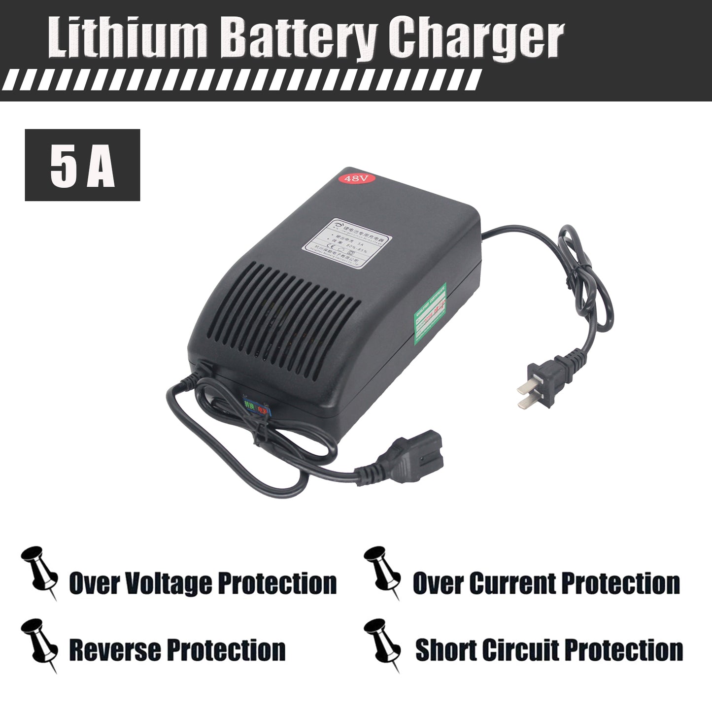 BtrPower Ebike Battery 48V 50AH Li-ion Battery Pack with 5A Charger, 50A BMS