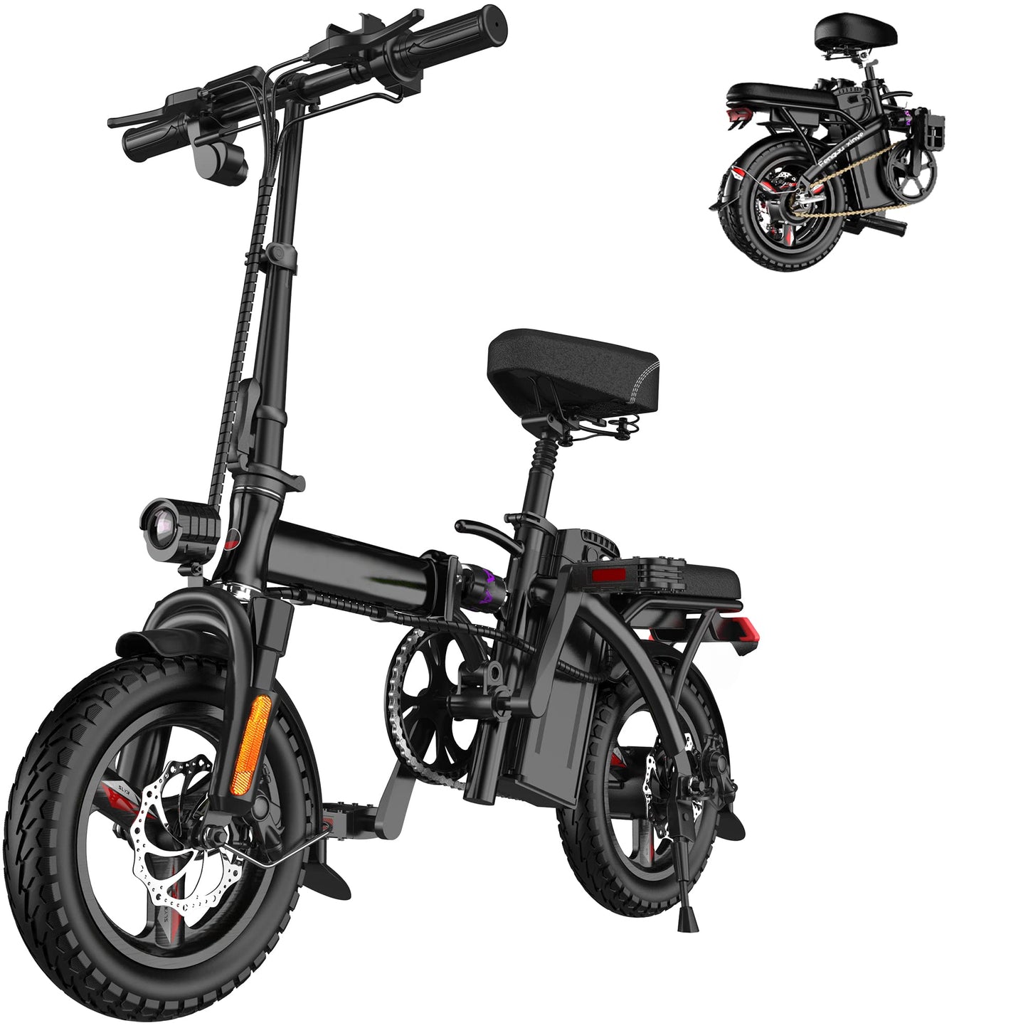 BtrPower Ebikes for Adults, 400W Motor 22MPH Max Speed, 14” Tire, 48V 15AH Removable Battery for Electric Bike, Multi-Shock Absorption, City Commuter, Foldable Adult Electric Bicycles for Women, Men