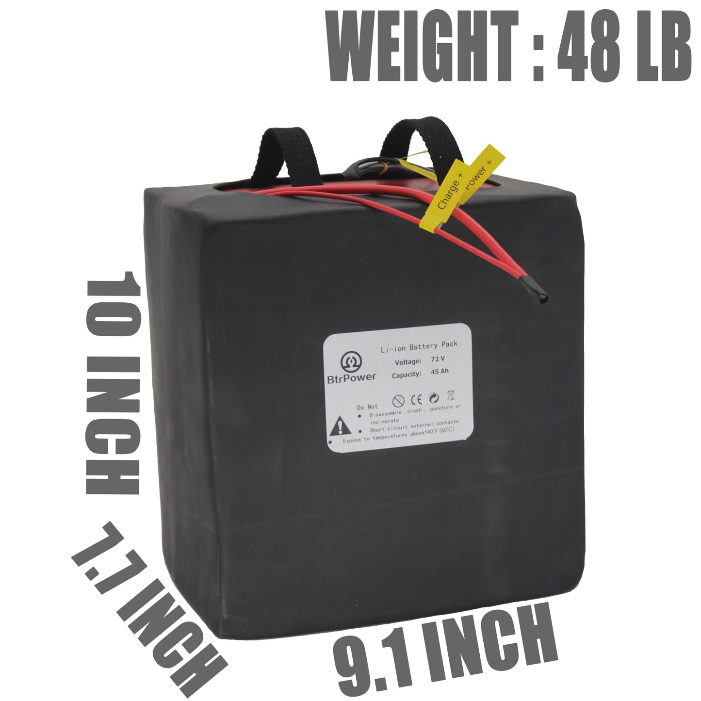 BtrPower Ebike Battery 72V 45AH Li-ion Battery Pack with 5A Charger 50A BMS